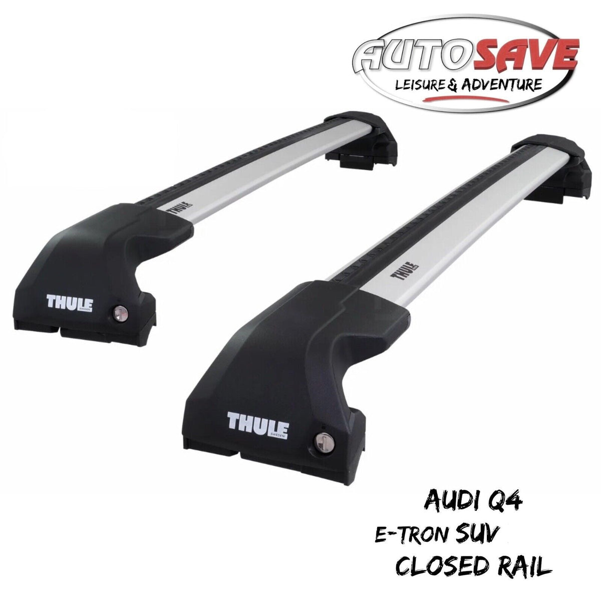 WingBar Edge (silver) Roof Bars Set for Audi Q4 e-tron SUV 2021-26 Flush (closed) Rail