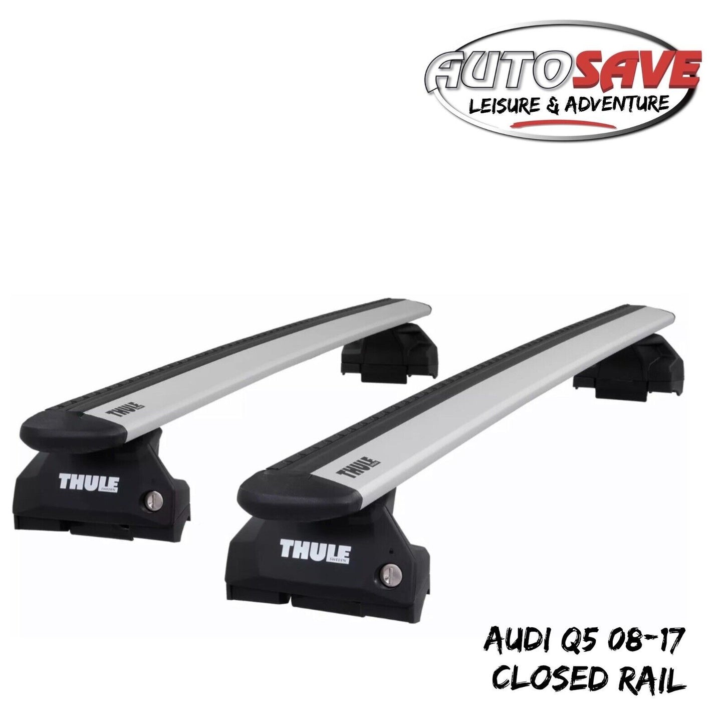 Thule Aluminium WingBar Evo Silver Roof Bar Set to fit Audi Q5 08-17 Closed Rail