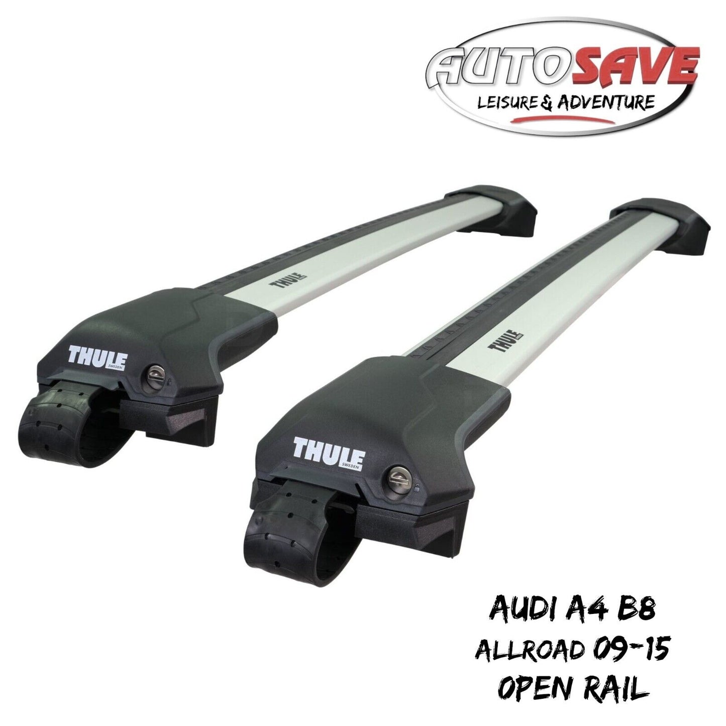 Thule WingBar Edge Silver Roof Bars Audi A4 B8 Allroad 09-15 Open Rails Alu Aero