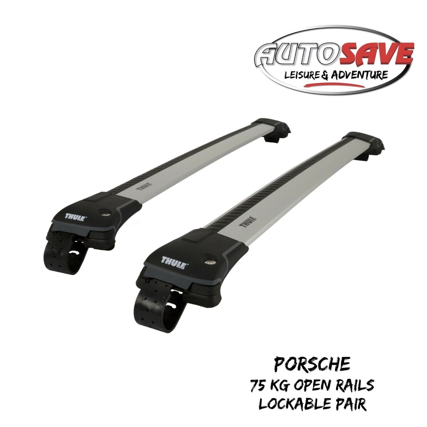 THULE - 9583 L WingBar Edge Silver Car Roof Bars 75 kg Open Rails Lockable Pair