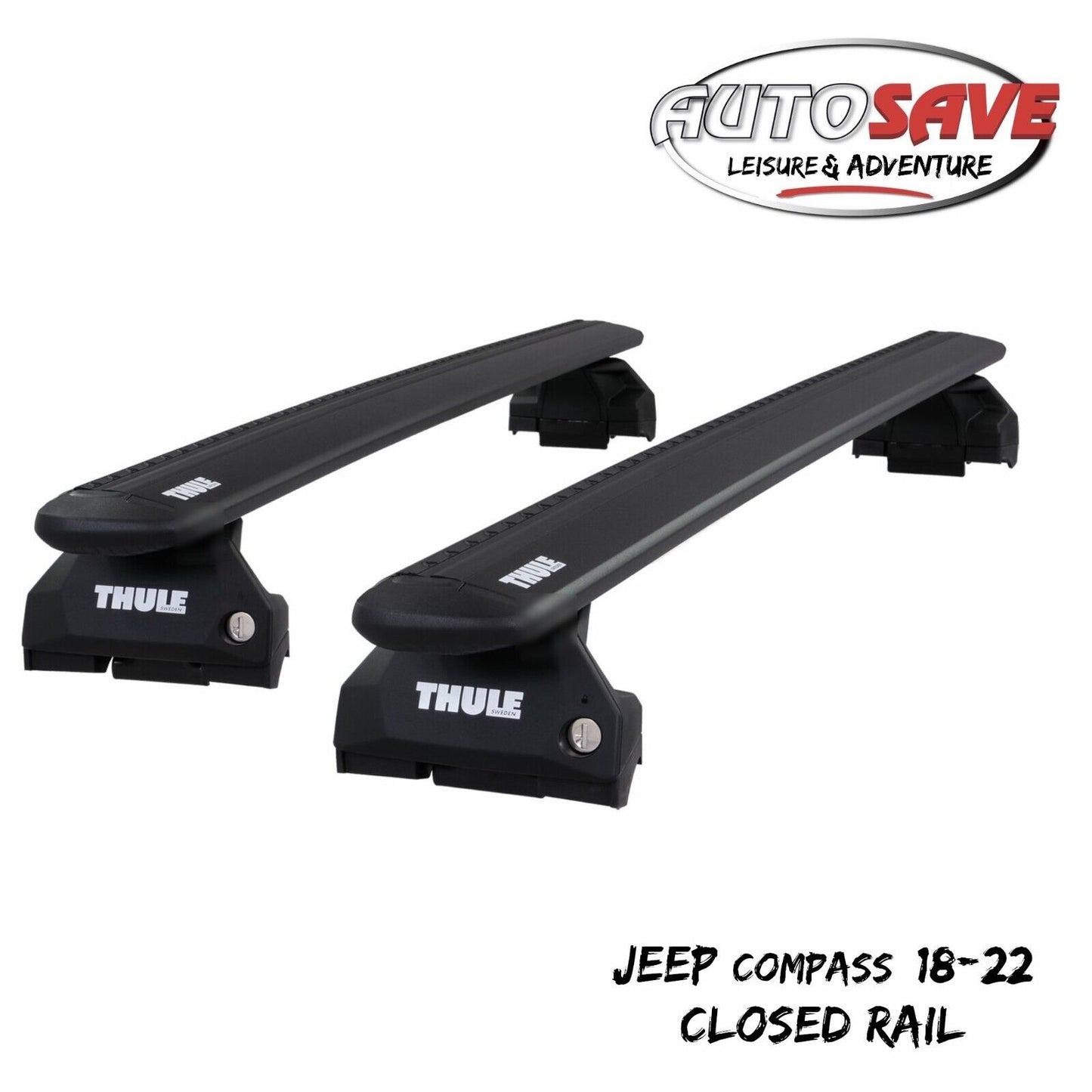 Thule WingBar Evo Black Roof Bars Set to fit Jeep Compass 18-22 Closed Rail Pair