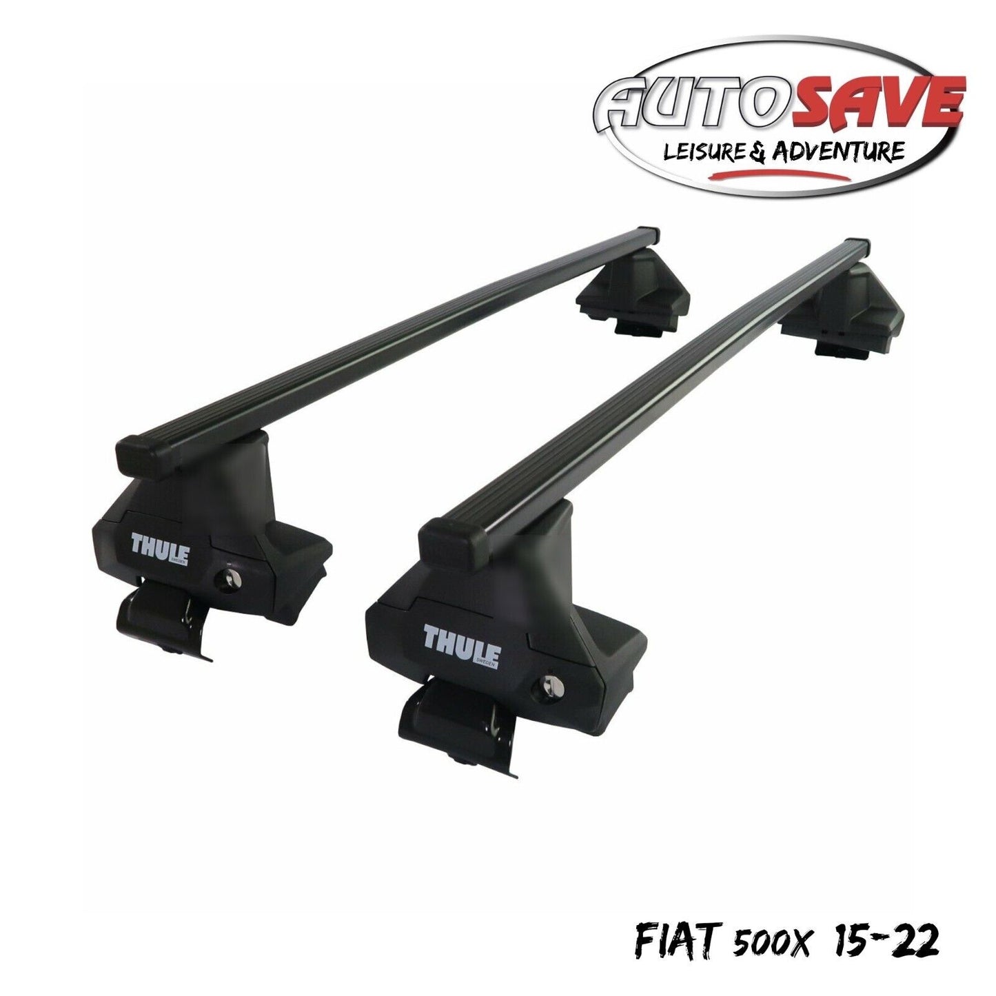 Thule Steel SquareBar Evo Roof Bars Set to fit Fiat 500X 15-22 Lockable Pair