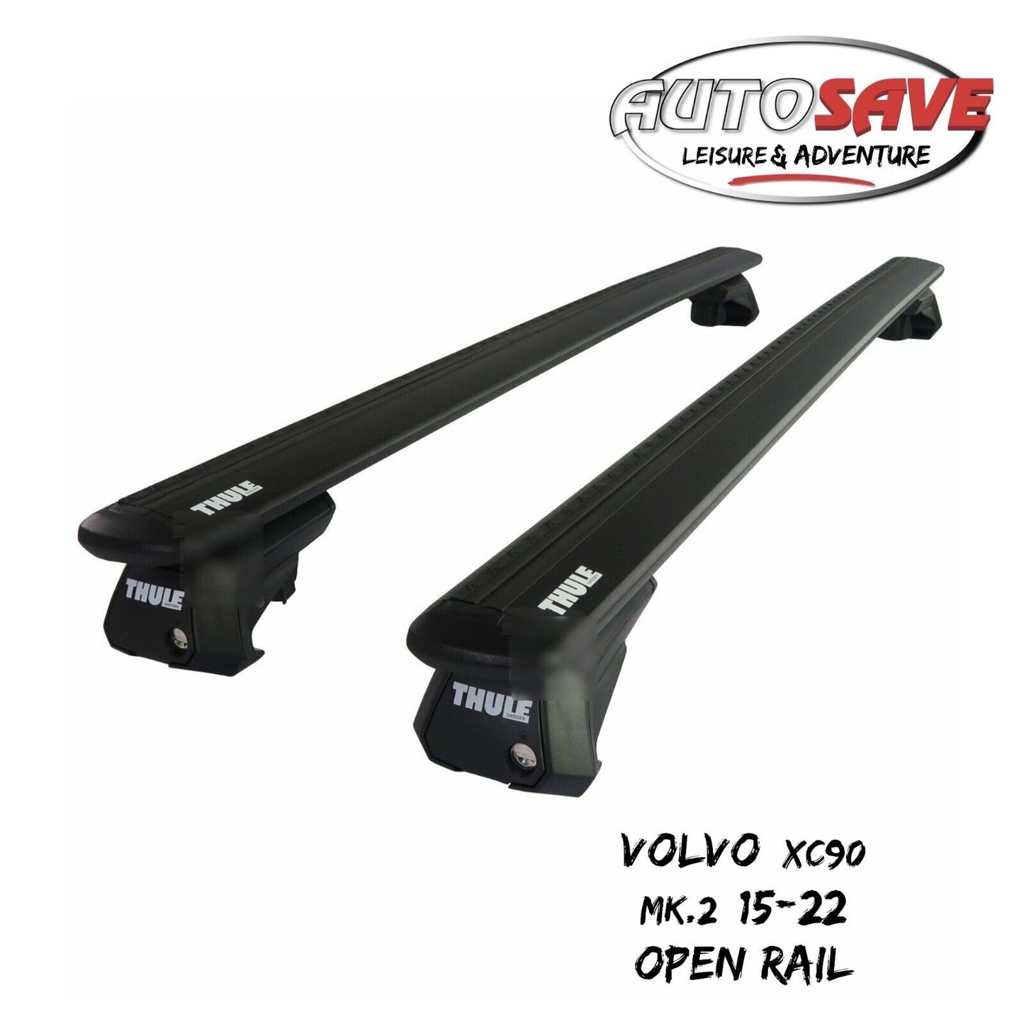 Thule Alu WingBar Evo Black Roof Bars Set to fit Volvo XC90 Mk.2 15-22 Open Rail