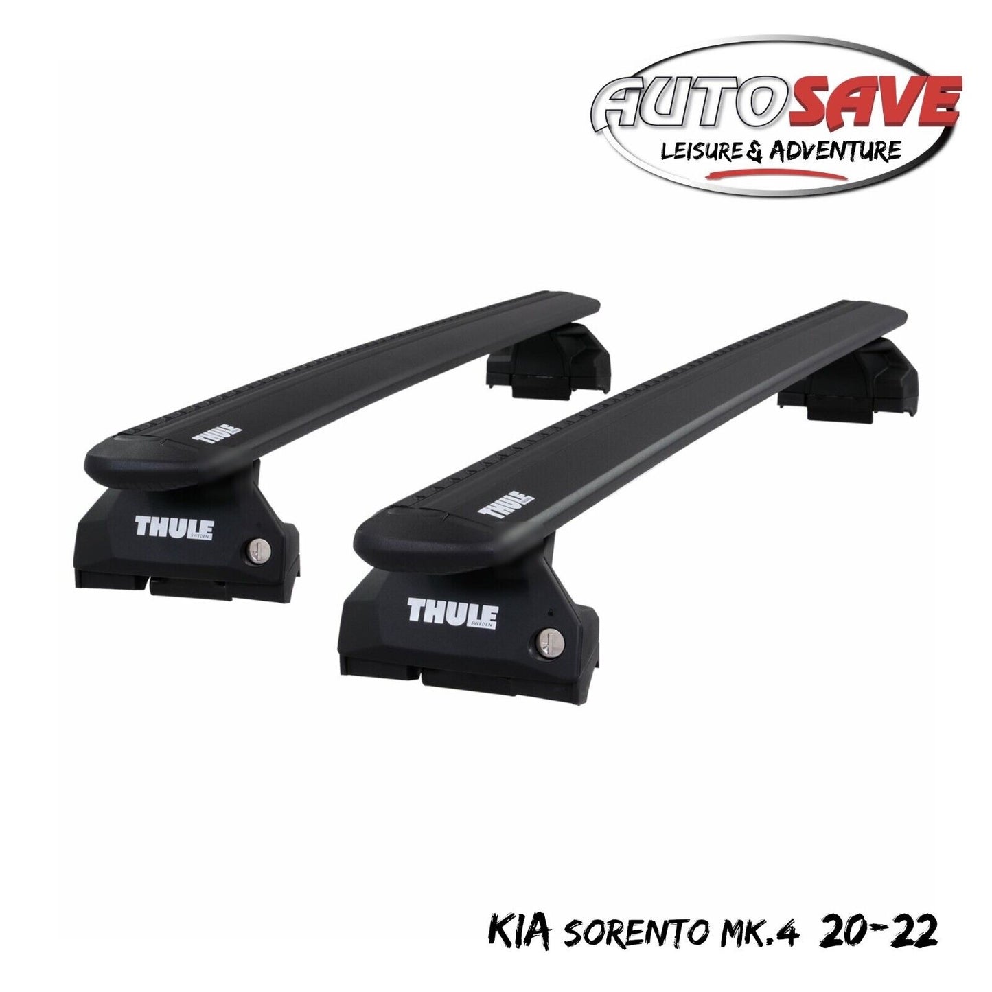 Thule Aluminium WingBar Evo Black Roof Bars for Kia Sorento Mk.4 20-22 Rails