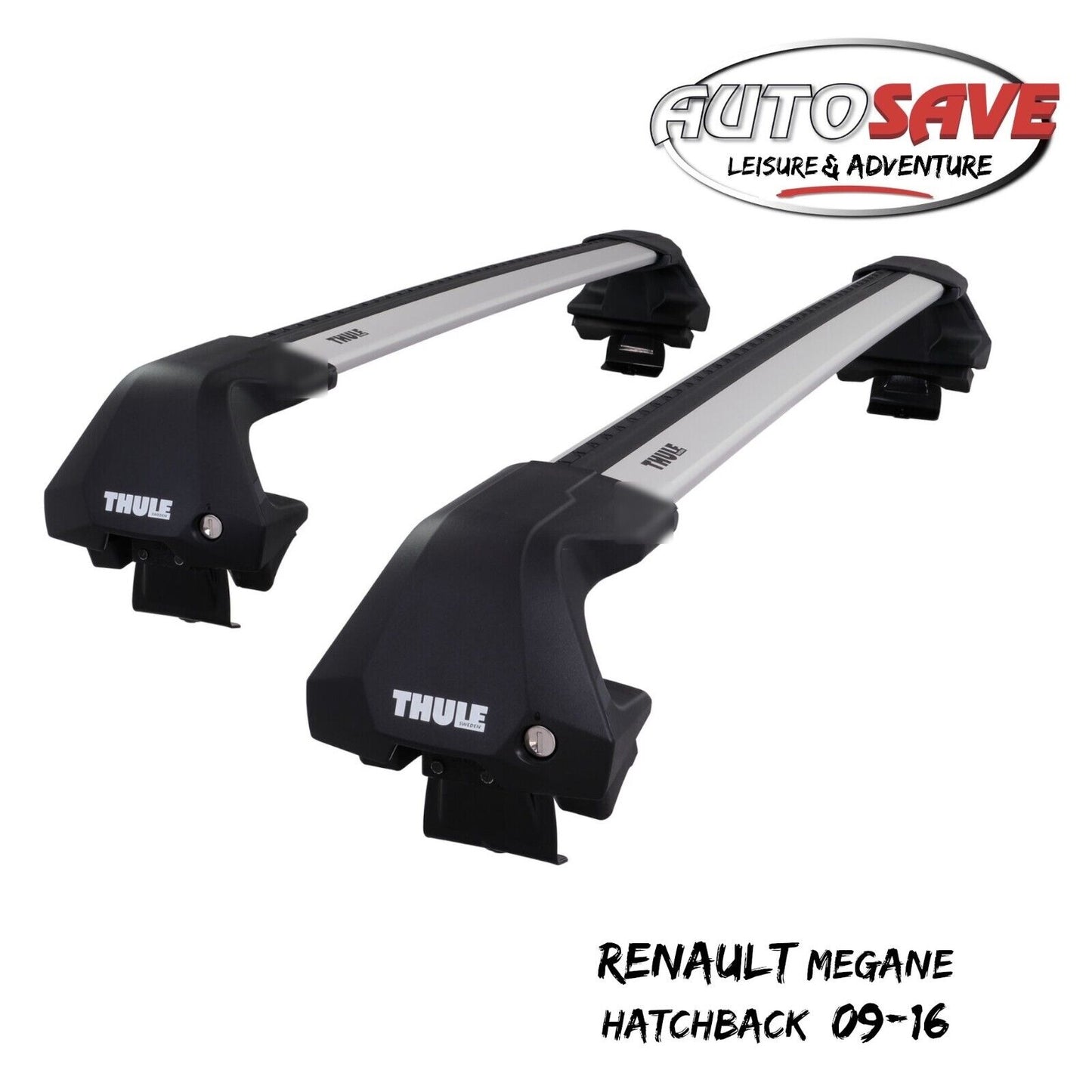 Thule WingBar Edge Silver Roof Bars Set to fit Renault Megane Hatchback 09-16
