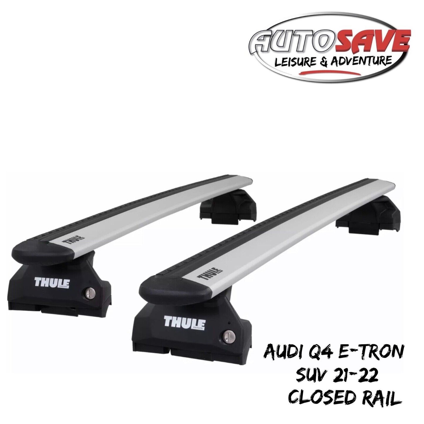 Thule WingBar Evo Silver Roof Bars Set for Audi Q4 e-tron SUV 21-22 Closed Rail