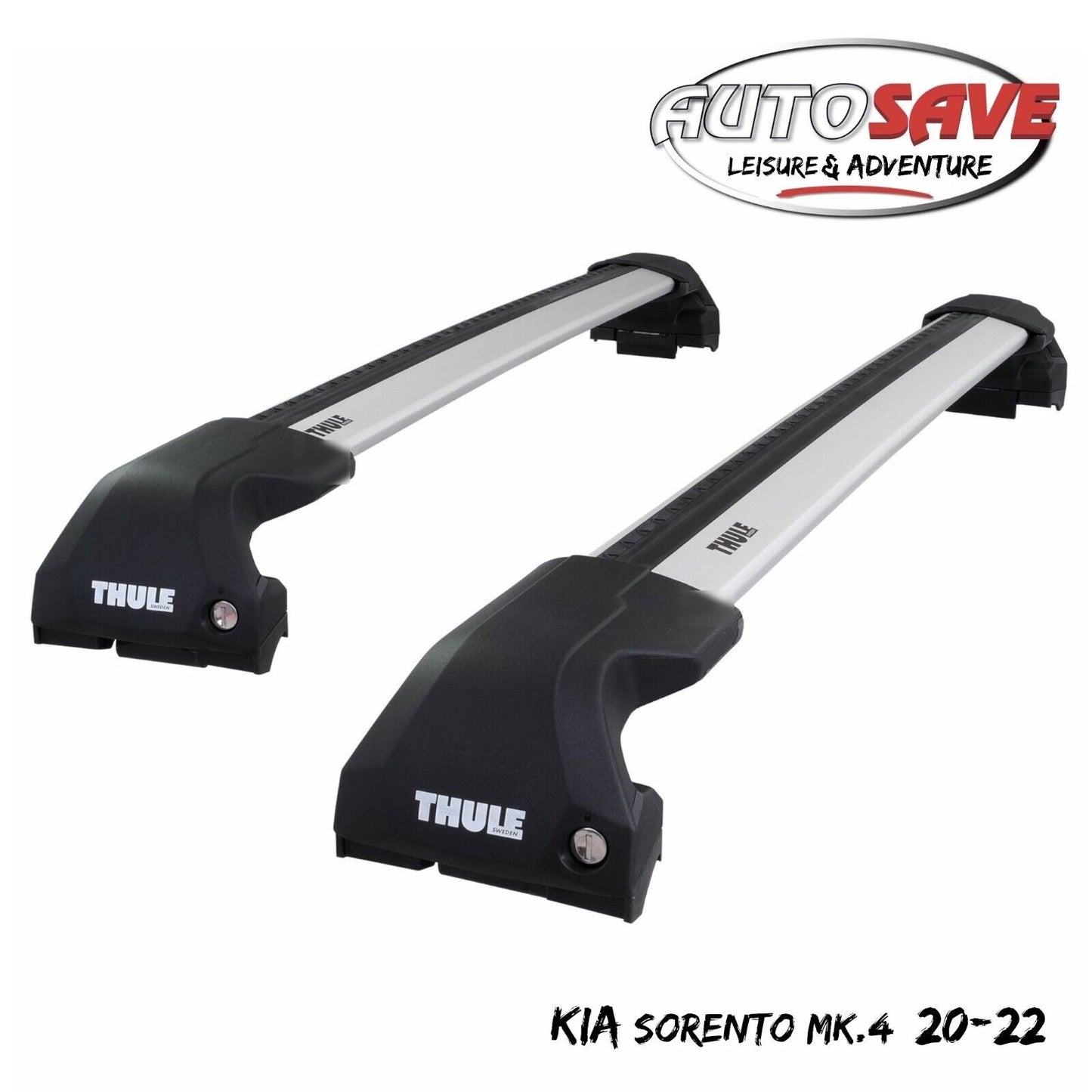 Thule WingBar Edge Silver Aluminium Roof Bars for Kia Sorento Mk.4 20-22 Rails