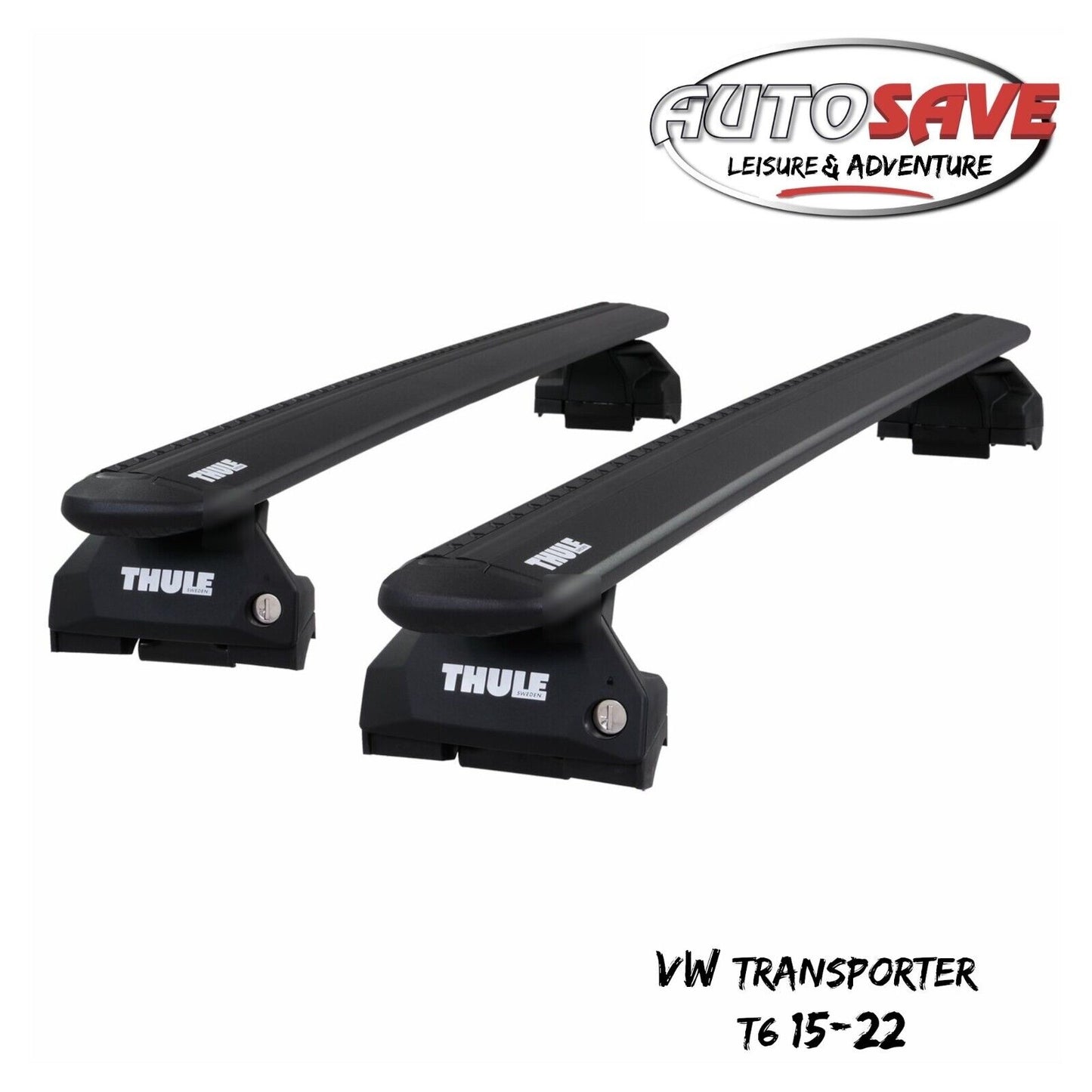Thule Aluminium WingBar Evo Black Roof Bars VW Transporter T6 15-22 T-Profile