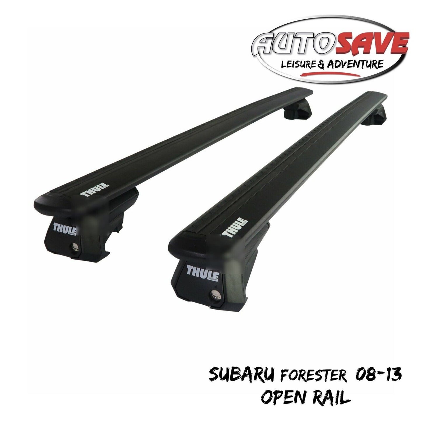Thule Alu WingBar Evo Black Roof Bars Set to fit Subaru Forester 08-13 Open Rail