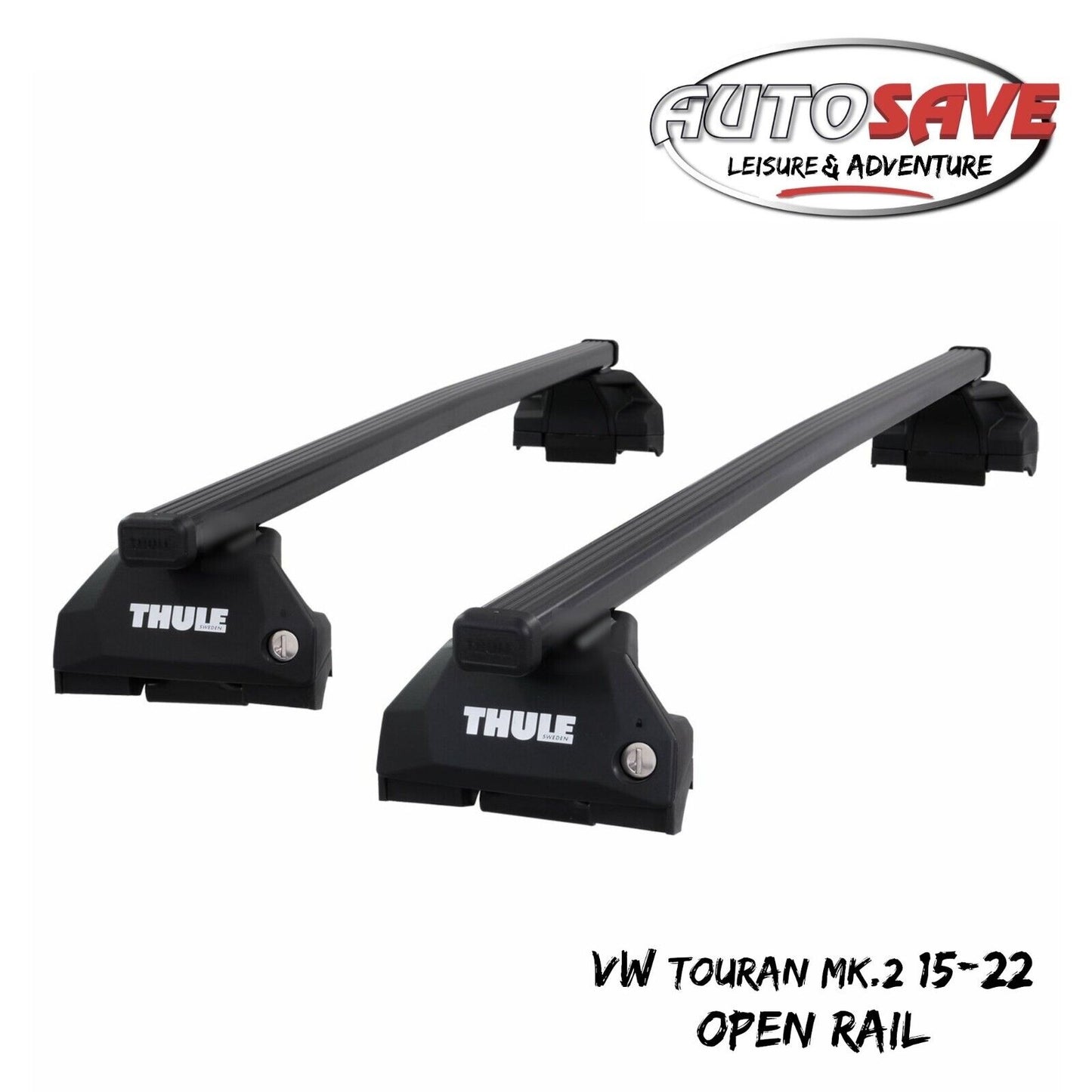 Thule Steel SquareBar Evo Roof Bars Set to fit VW Touran Mk.2 15-22 Open Rail