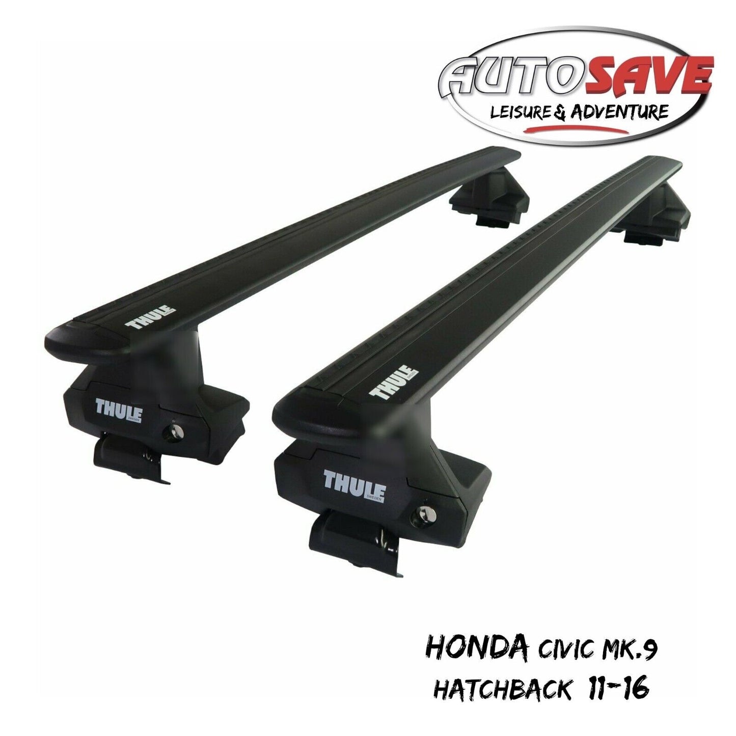 Thule Alu WingBar Evo Black Roof Bars to fit Honda Civic Mk.9 Hatchback 11-16