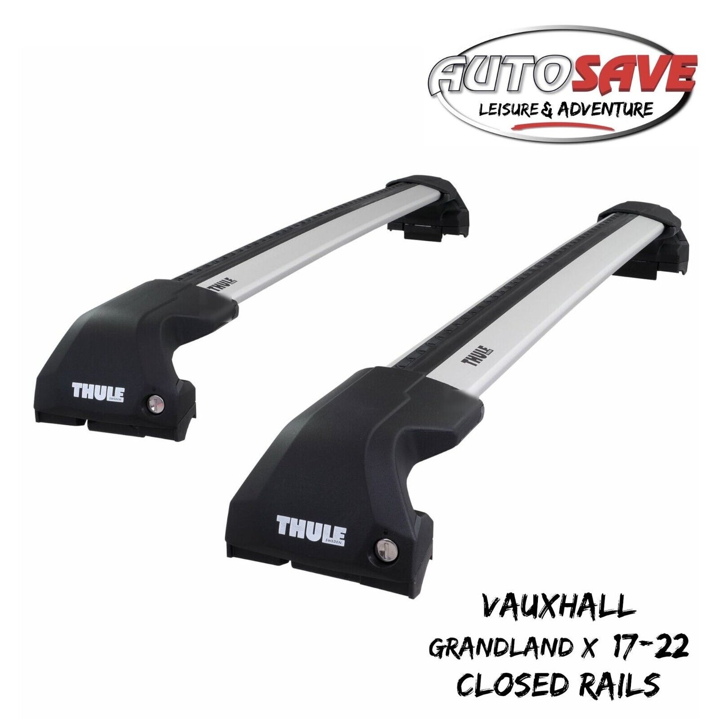 Thule WingBar Edge Silver Roof Bars Vauxhall Grandland X 17-22 Closed Rails