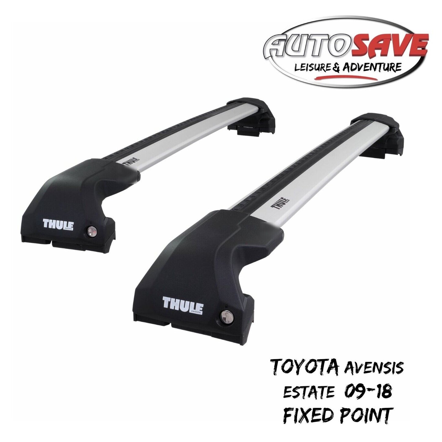 Thule WingBar Edge Silver Roof Bar Set for Toyota Avensis Estate 09-18 Fixpoints