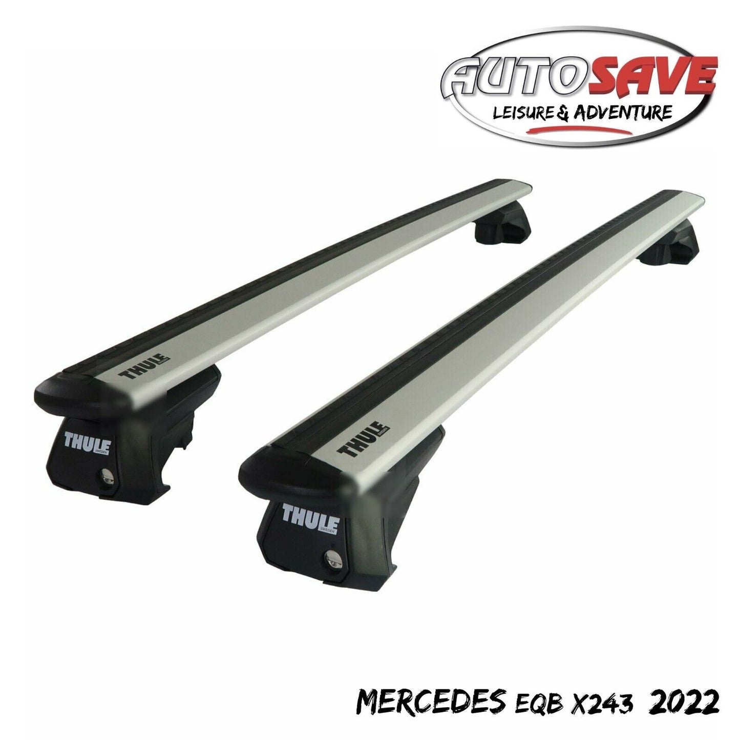 Thule Aluminium WingBar Evo Silver Roof Bars for Mercedes EQB X243 2022 Rails
