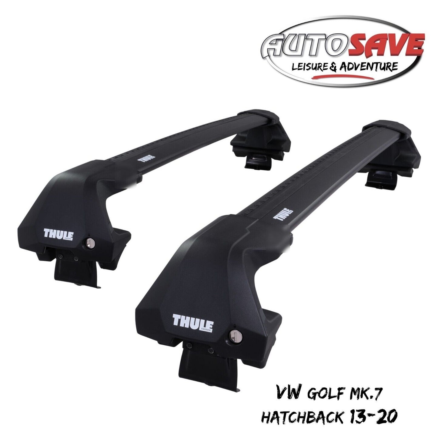 Thule WingBar Edge Black Aluminium Roof Bars for VW Golf Hatchback Mk.7 13-20
