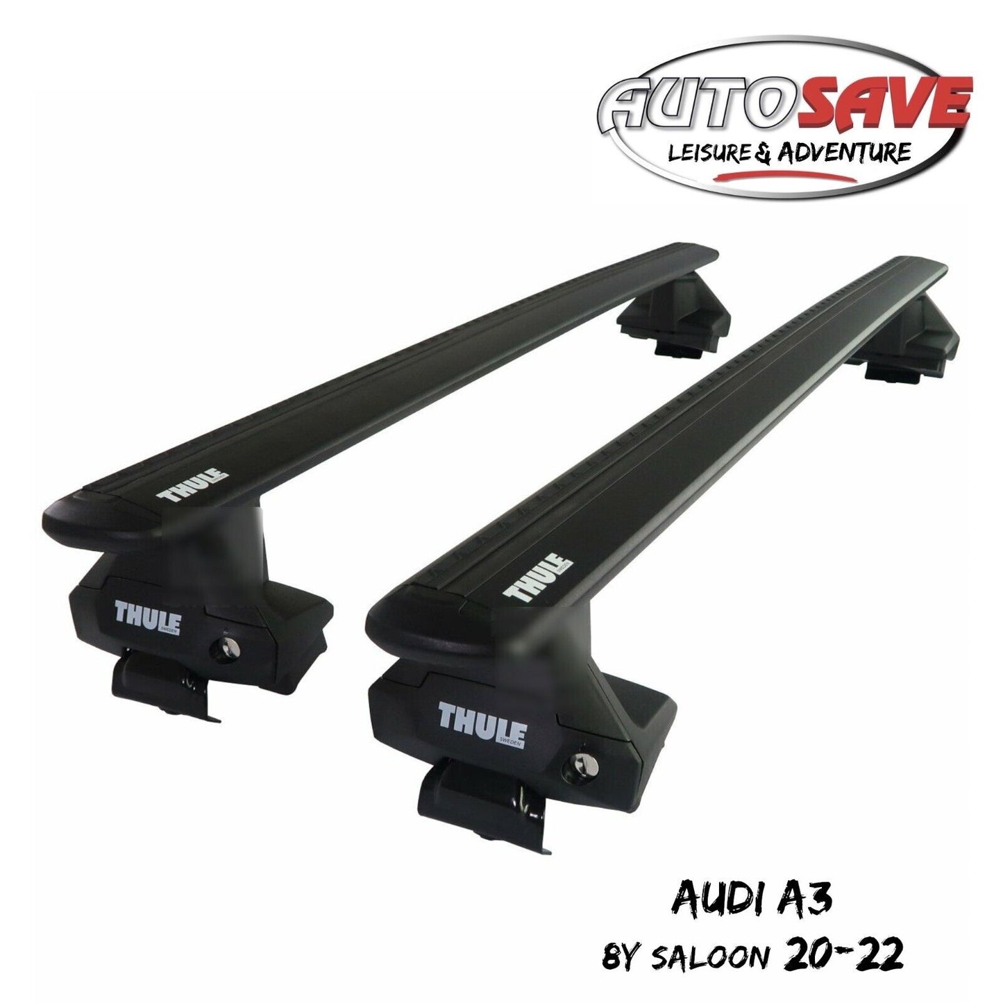 Thule Aluminium WingBar Evo Black Roof Bars Set to fit Audi A3 Saloon 8Y 20-22
