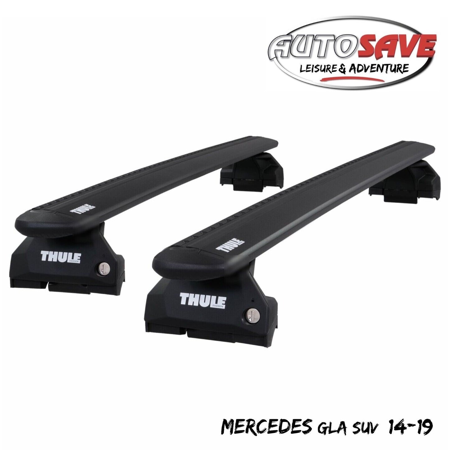 Thule Aluminium WingBar Evo Black Roof Bars to fit Mercedes GLA SUV 14-19 Rails