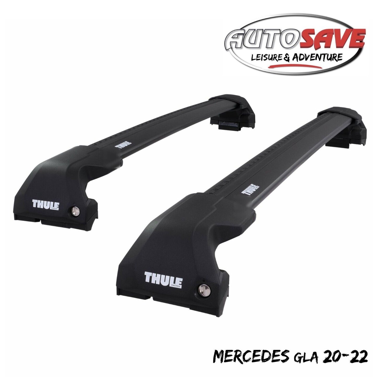Thule WingBar Edge Black Aluminium Roof Bars Set to fit Mercedes GLA 20-22 Rails