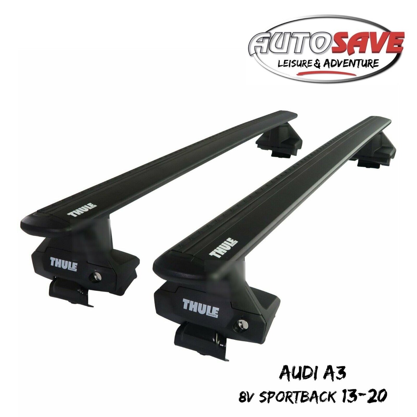 Thule Aluminium WingBar Evo Black Roof Bars to fit Audi A3 8V Sportback 13-20