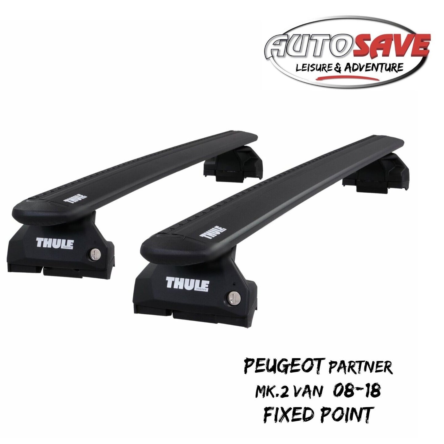 Thule WingBar Evo Black Roof Bar Set for Peugeot Partner Van Mk.2 08-18 Fixpoint