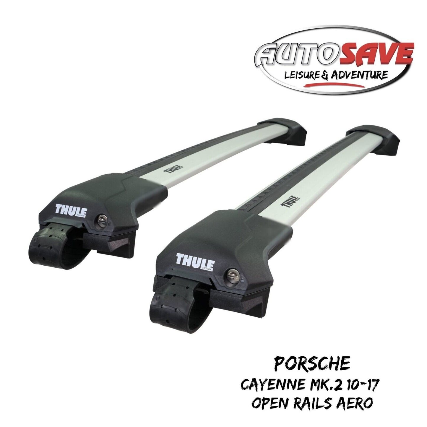 Thule WingBar Edge Silver Roof Bars Porsche Cayenne Mk.2 10-17 Open Rails Aero