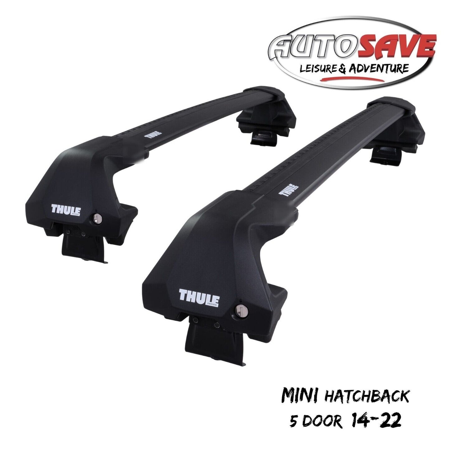 Thule WingBar Edge Black Aluminium Roof Bar Set for Mini Hatchback 5 Door 14-22