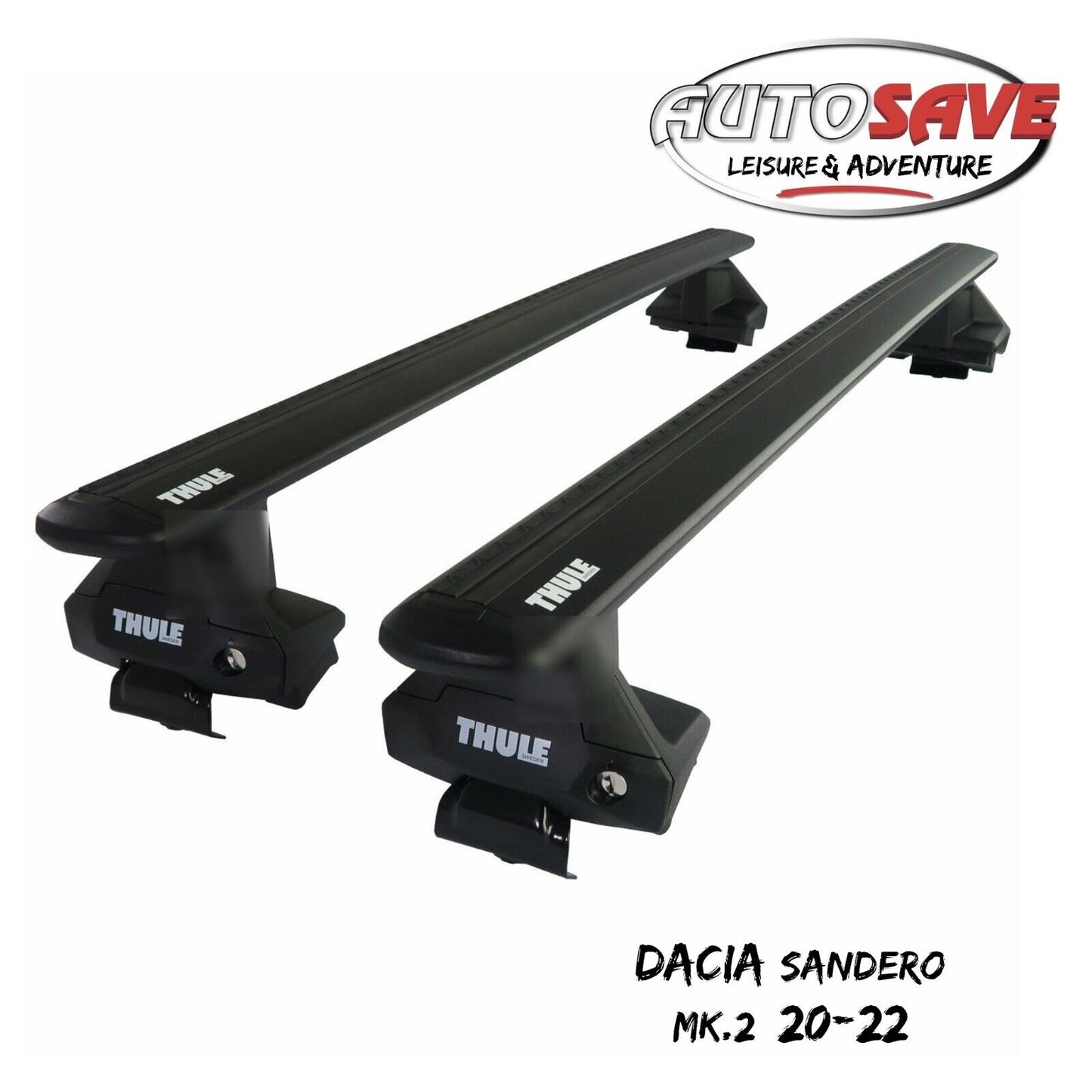 Thule Aluminium WingBar Evo Black Roof Bars Set to fit Dacia Sandero Mk.2 20-22
