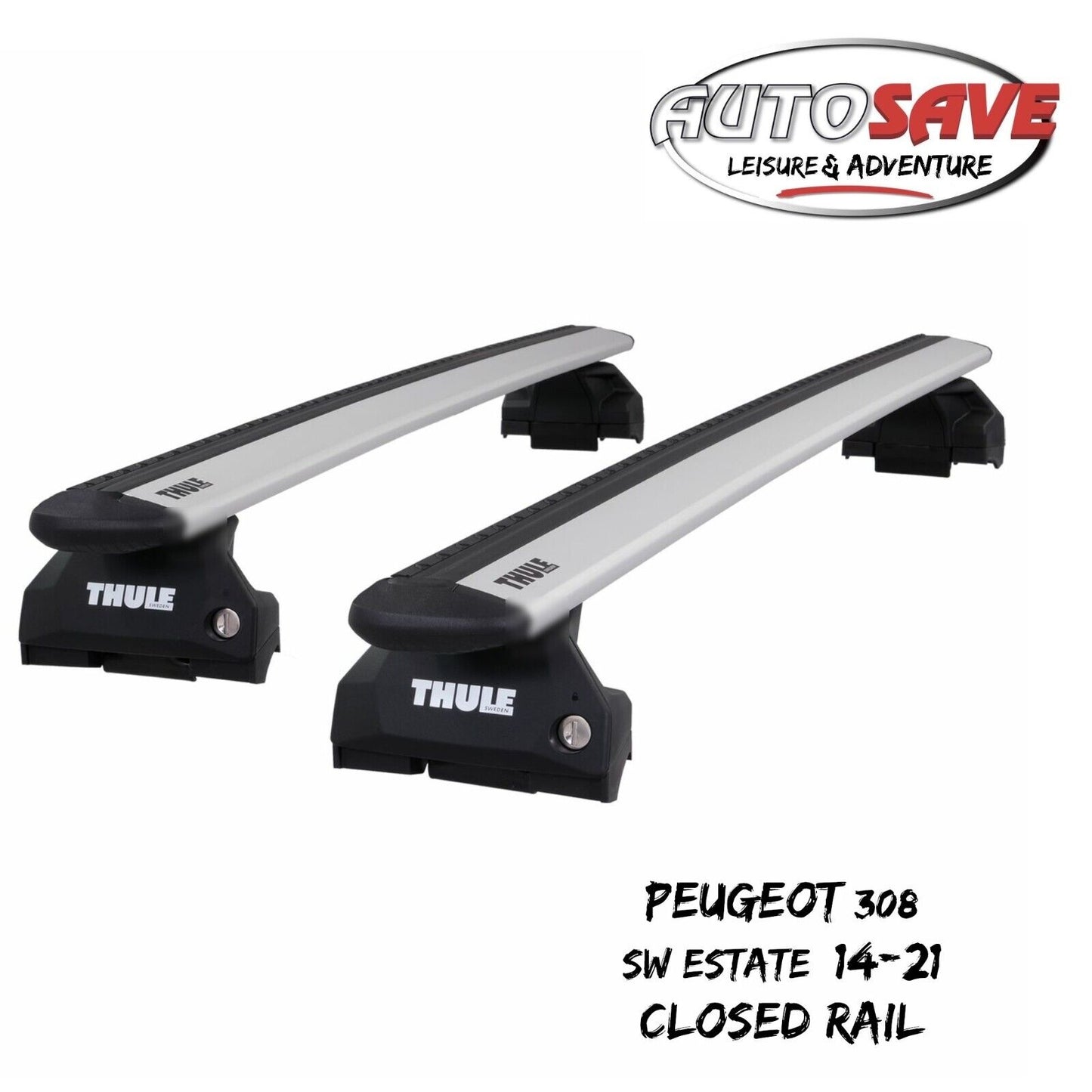 Thule WingBar Evo Silver Roof Bars fit Peugeot 308 SW Estate 14-21 Closed Rail
