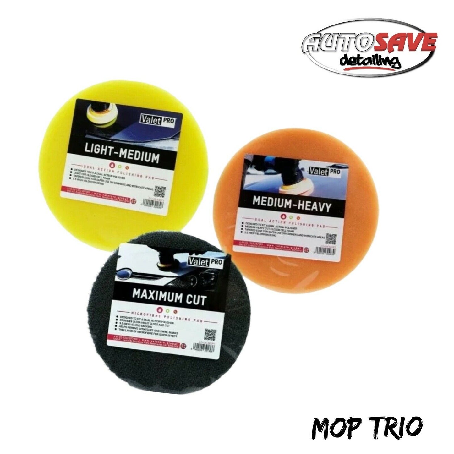 ValetPRO Light to Medium to Maximum DA Polishing Pads (MOP1 MOP2 MOP3)