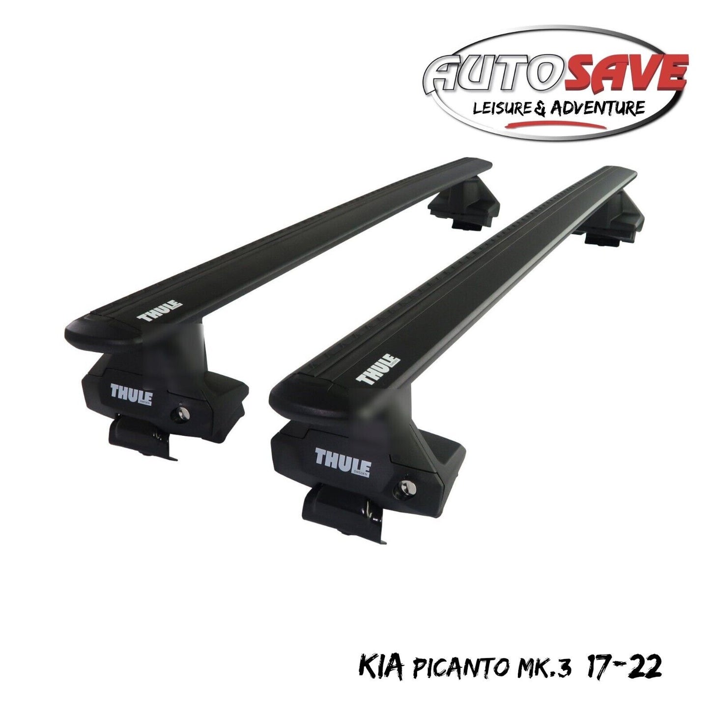 Thule Aluminium WingBar Evo Black Roof Bars Set to fit Kia Picanto Mk.3 17-22