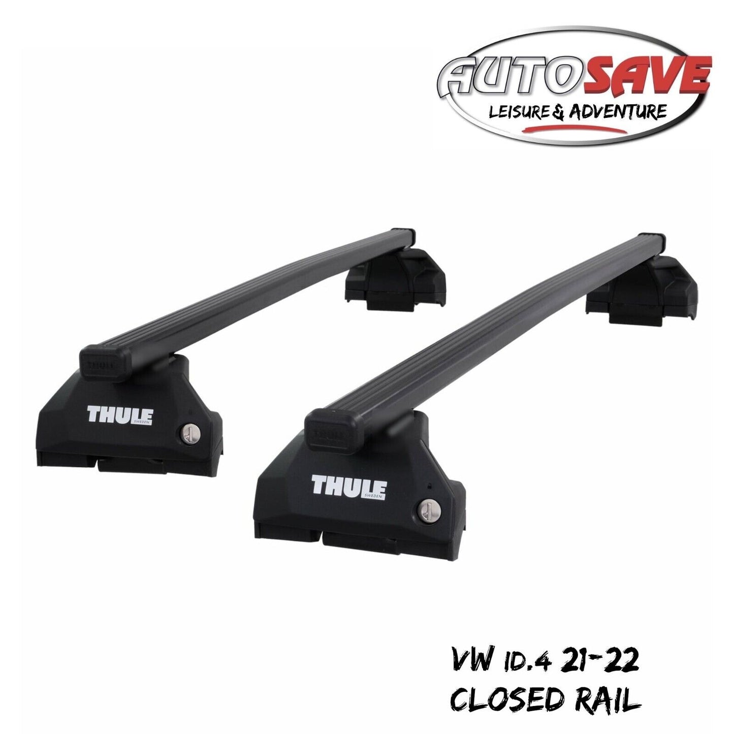 Thule Steel SquareBar Evo Roof Bars Set for VW ID.4 21-22 Closed Rail Lockable