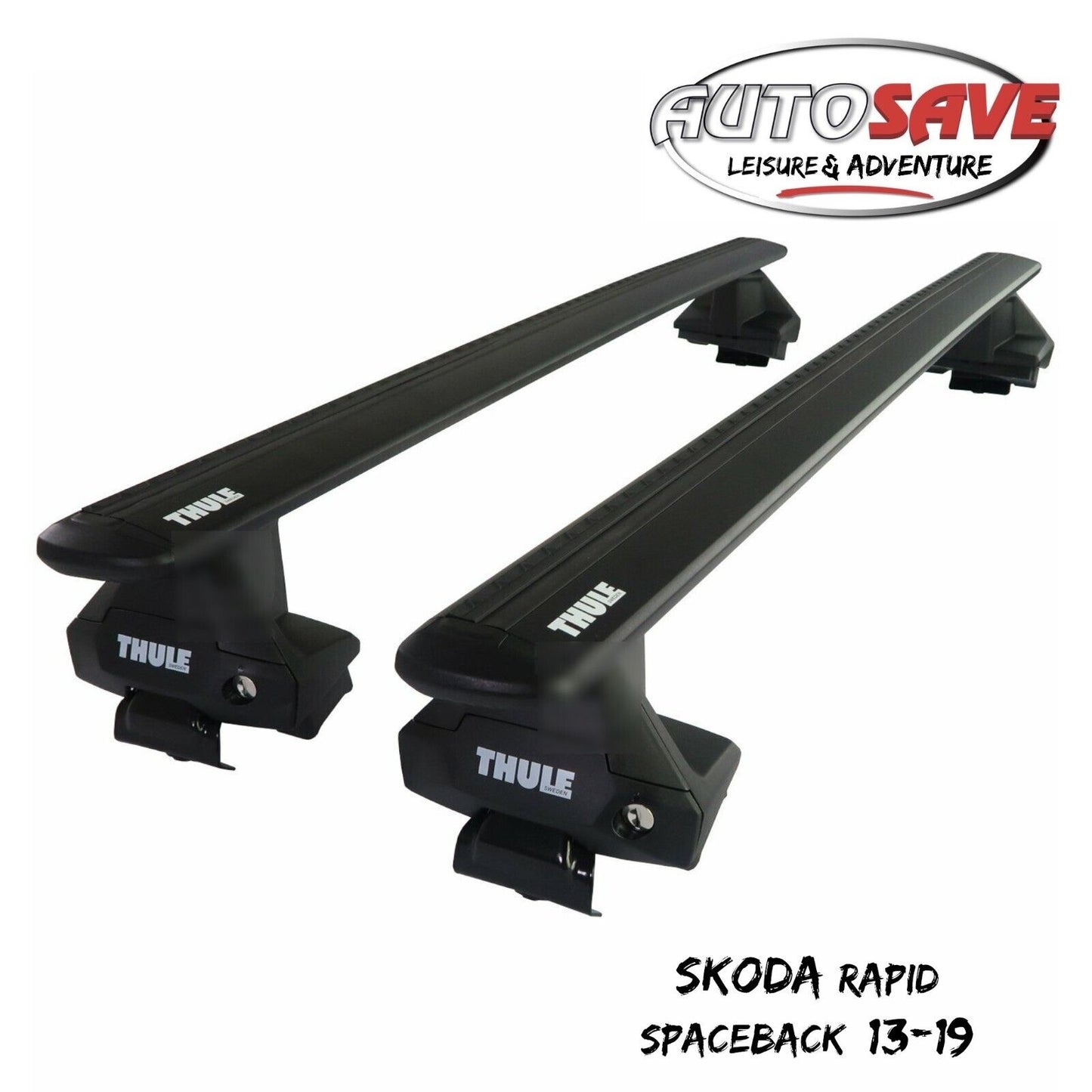 Thule Aluminium WingBar Evo Black Roof Bars to fit Skoda Rapid Spaceback 13-19