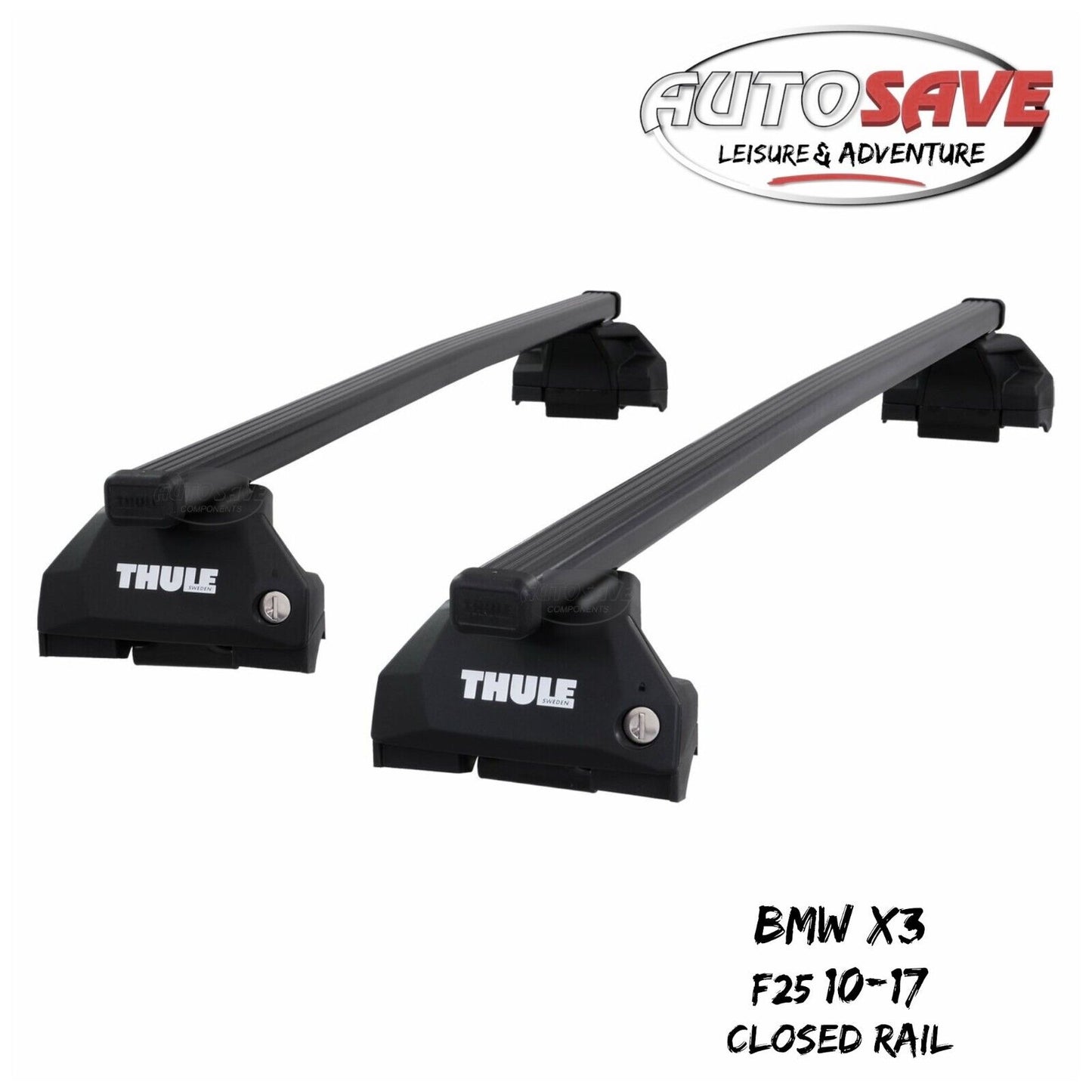 Thule Steel SquareBar Evo Roof Bars Set to fit BMW X3 F25 10-17 Closed Rail