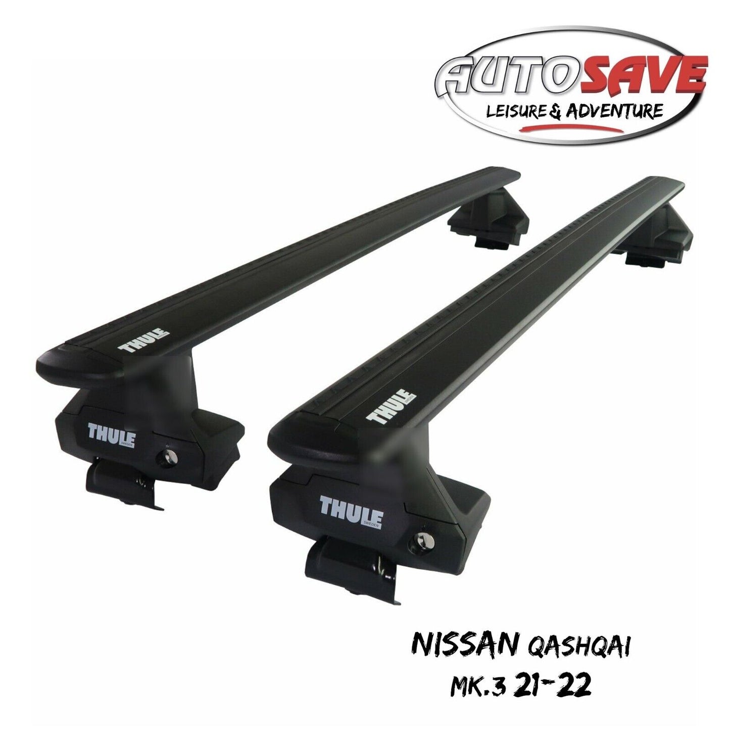 Thule Aluminium WingBar Evo Black Roof Bars Set to fit Nissan Qashqai Mk.3 21-22