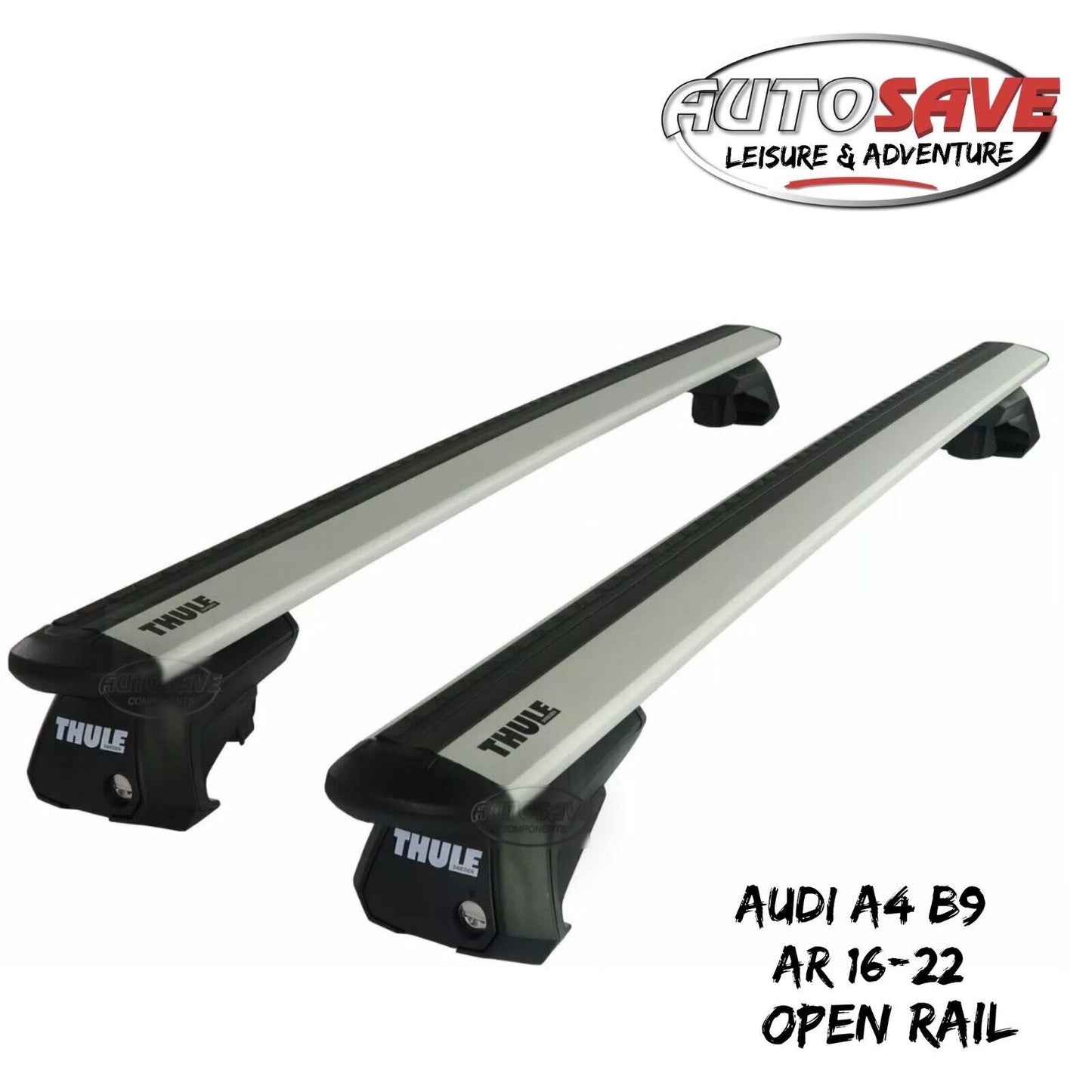 Thule Alu WingBar Evo Silver Roof Bars to fit Audi A4 B9 Allroad 16-22 Open Rail