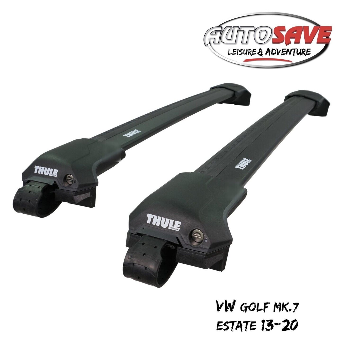 Thule WingBar Edge Black Aluminium Roof Bars for VW Golf Estate Mk.7 13-20 Rails
