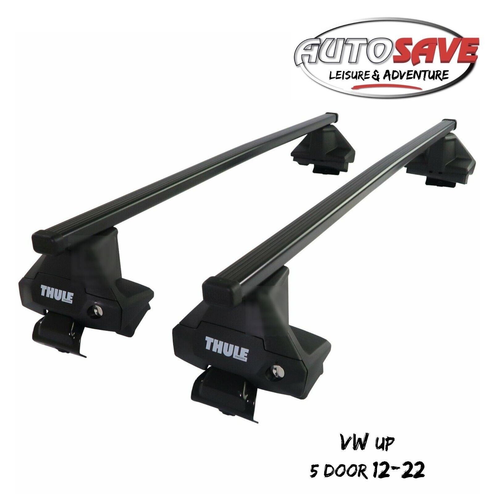 Thule Steel SquareBar Evo Roof Bars Set to fit VW Up Door 12-22