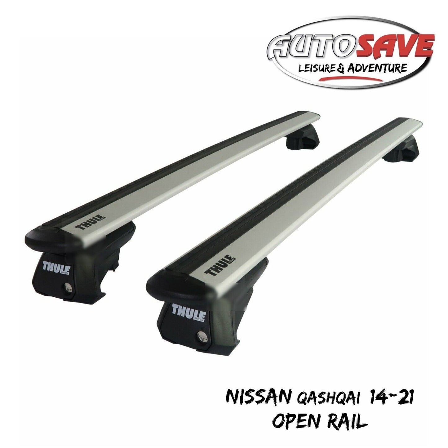 Thule Alu WingBar Evo Silver Roof Bars Set to fit Nissan Qashqai 14-21 Open Rail
