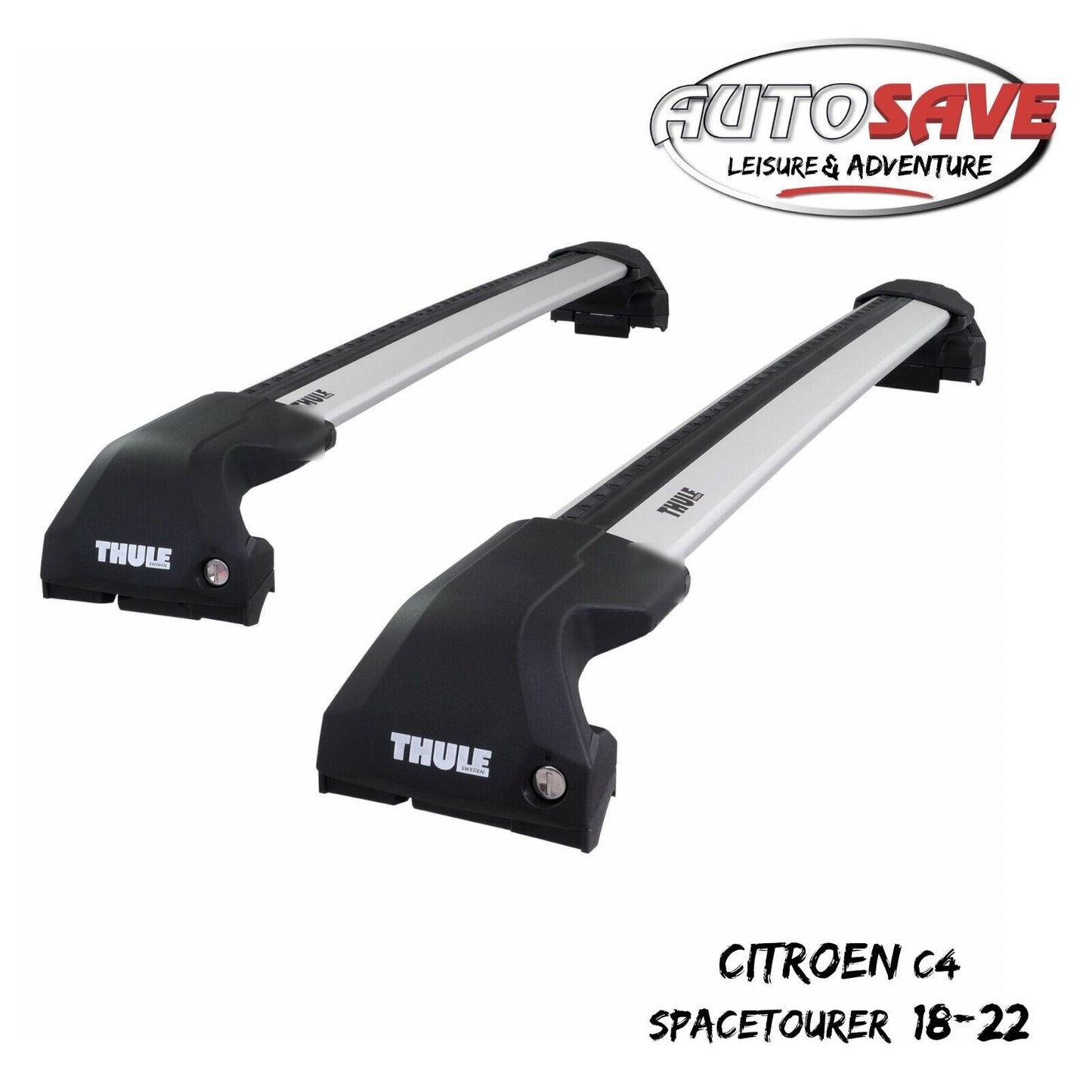 Thule WingBar Edge Silver Roof Bars for Citroen Grand C4 SpaceTourer 18-22 Rails