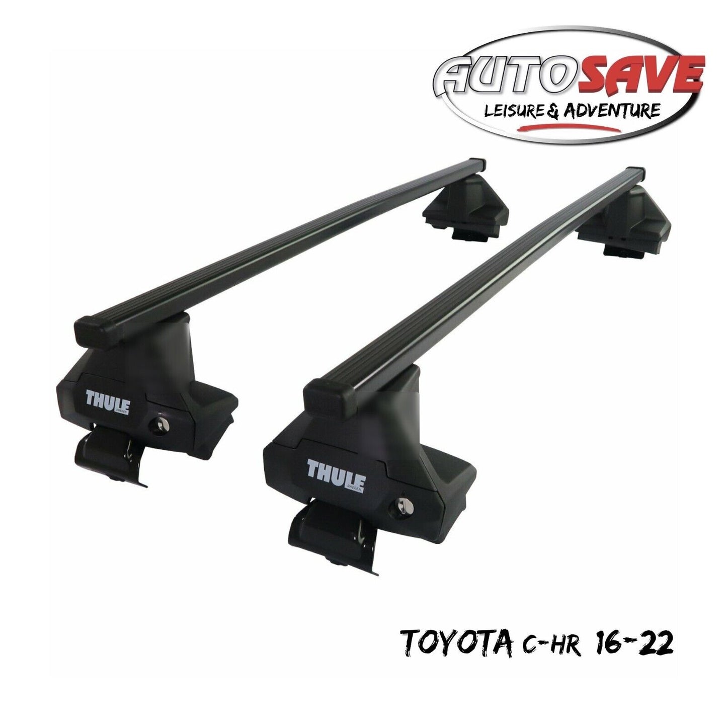 Thule Steel SquareBar Evo Roof Bars Set to fit Toyota C-HR 16-22 Lockable Pair