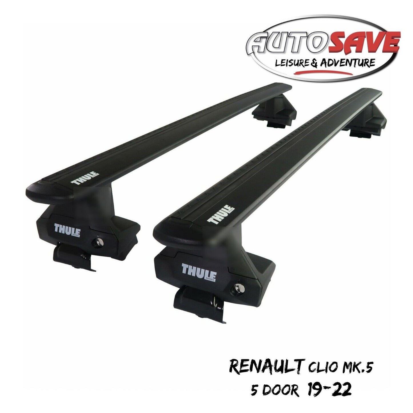 Thule Aluminum WingBar Evo Black Roof Bar Set for Renault Clio Mk.5 5 Door 19-22