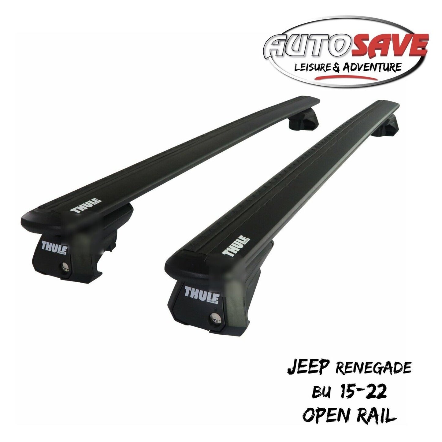 Thule Alu WingBar Evo Black Roof Bars to fit Jeep Renegade BU 15-22 Open Rail