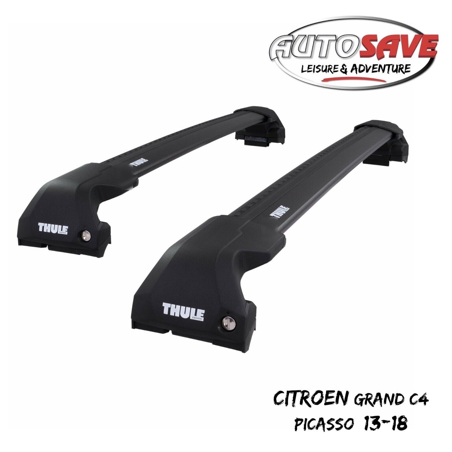 Thule WingBar Edge Black Roof Bars Set for Citroen Grand C4 Picasso 13-18 Rails