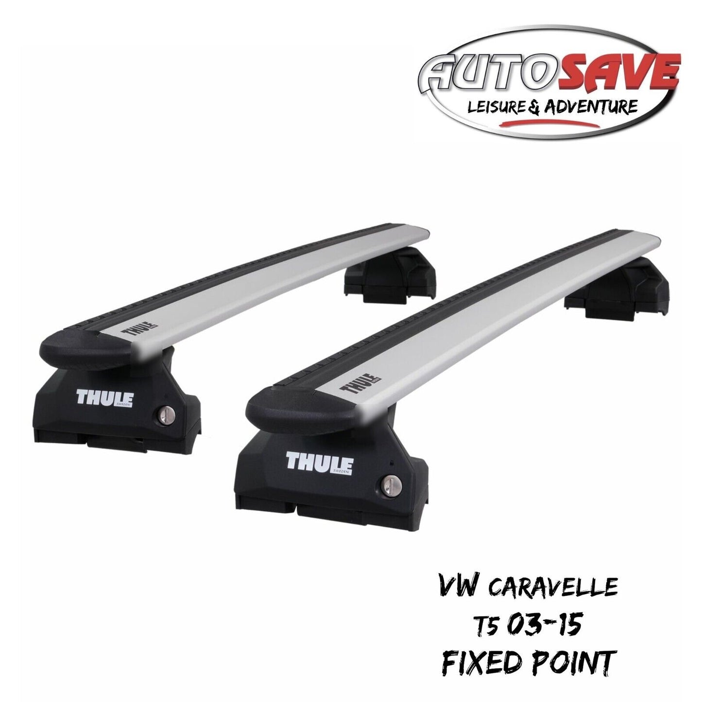 Thule Aluminium WingBar Evo Silver Roof Bars for VW Caravelle T5 03-15 Fixpoints