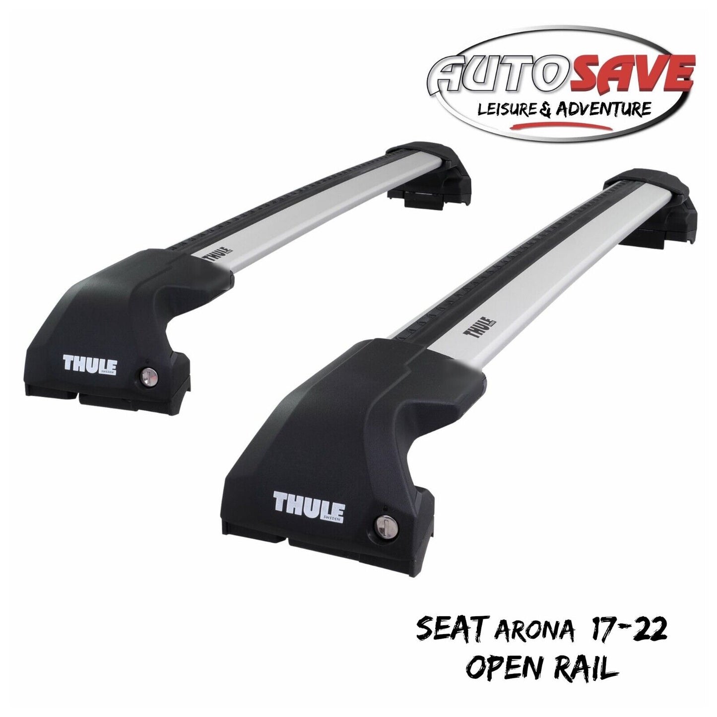 Thule WingBar Edge Silver Aluminium Roof Bars Set for Seat Arona 17-22 Open Rail