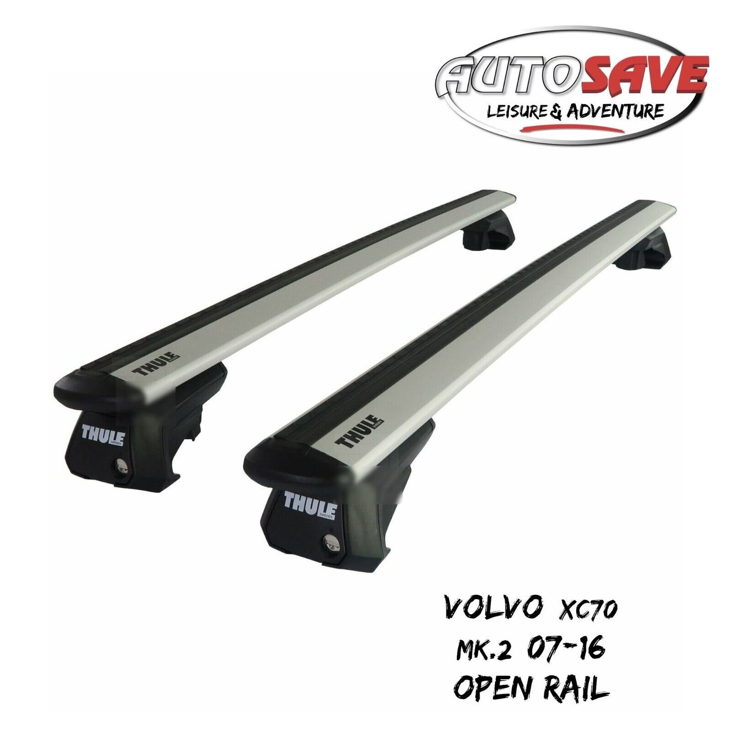 Thule Alu WingBar Evo Silver Roof Bar Set to fit Volvo XC70 Mk.2 07-16 Open Rail