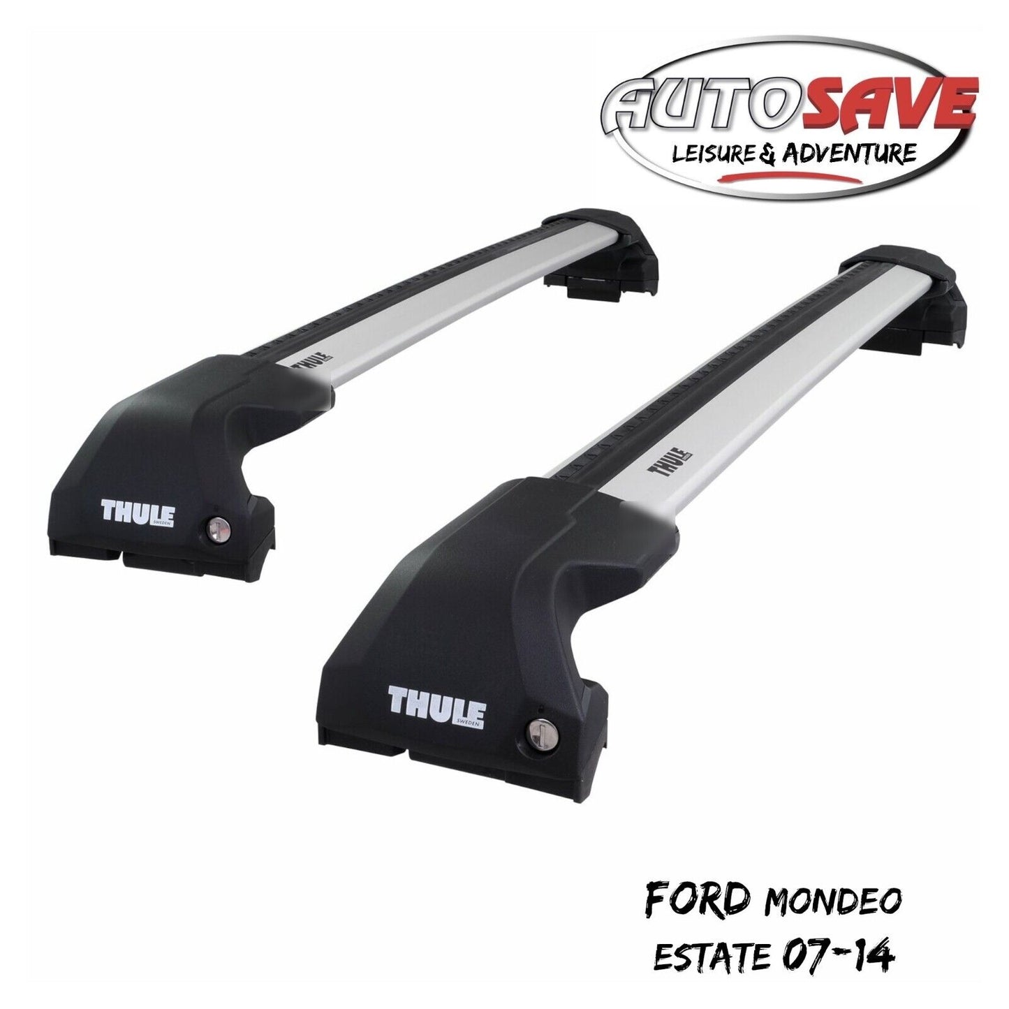 Thule WingBar Edge Silver Aluminium Roof Bars for Ford Mondeo Estate 07-14 Rails