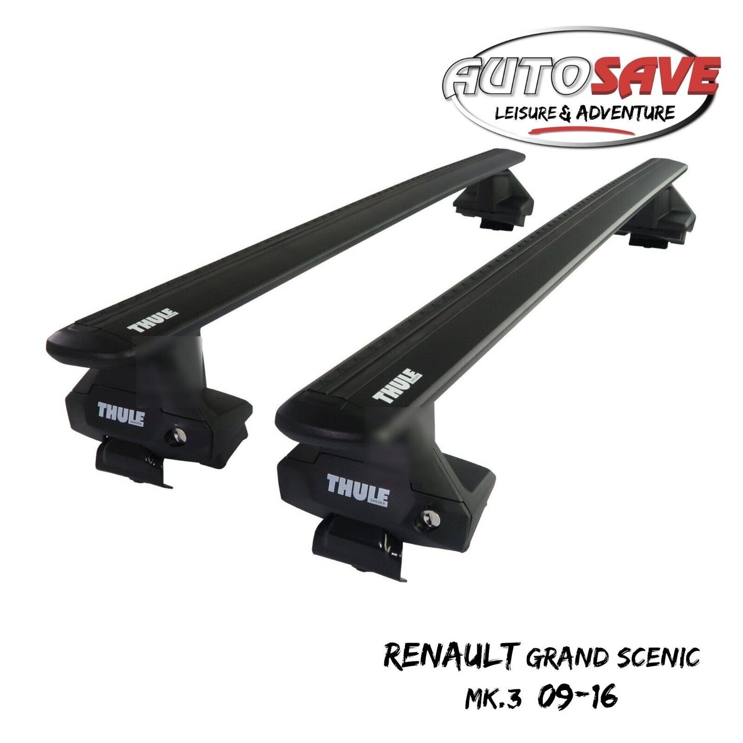 Thule Alu WingBar Evo Black Roof Bars Set to fit Renault Grand Scenic Mk.3 09-16