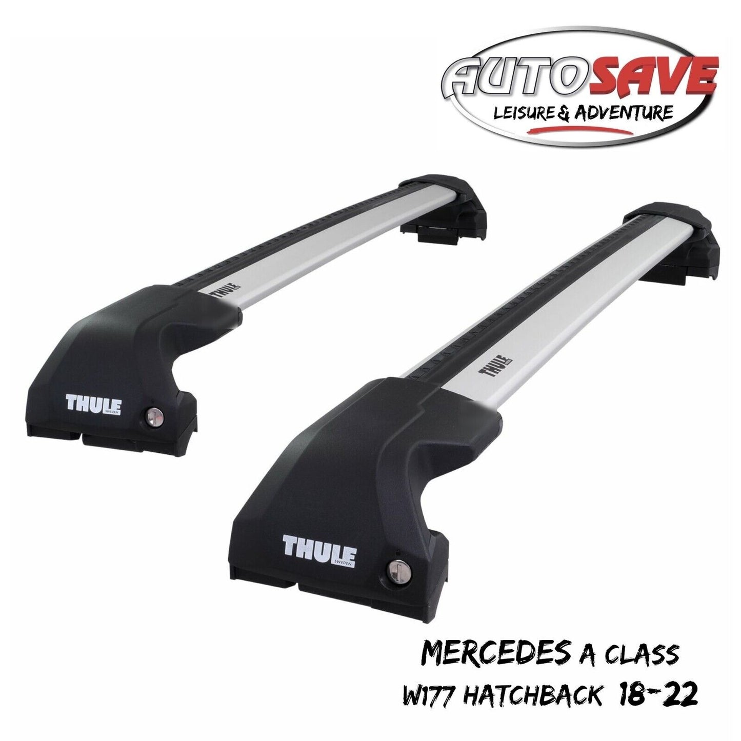 Thule WingBar Edge Silver Roof Bar Set for Mercedes A Class Hatchback W177 18-22