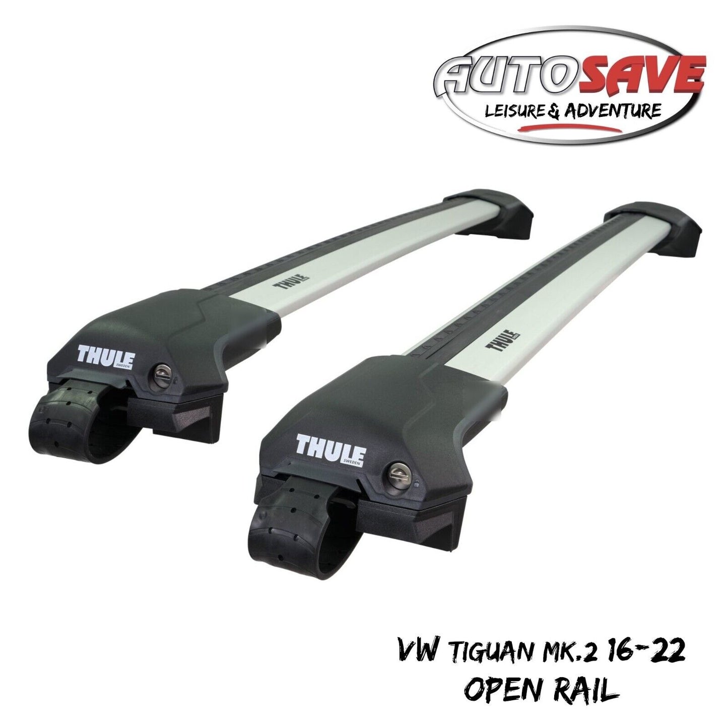 Thule WingBar Edge Silver Roof Bars Volkswagen Tiguan Mk.2 16-22 Open Rails Aero